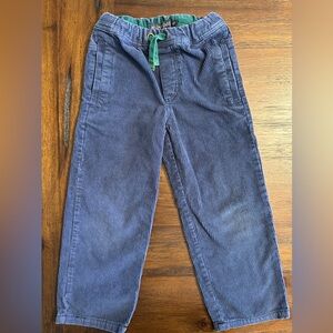 Mini Boden Blue Corduroy Pants with Green Drawstring. Size 5